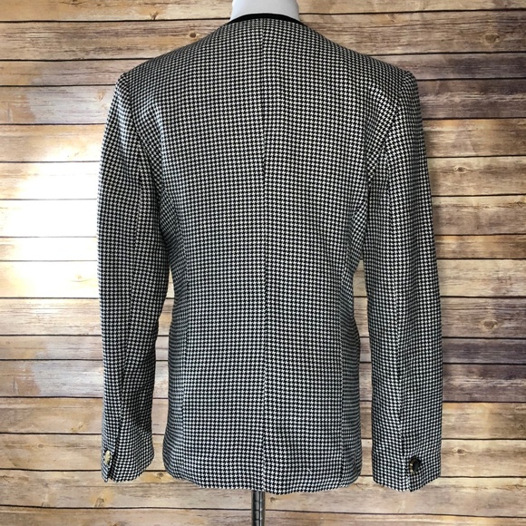 Halston Black & White Houndstooth Blazer Jacket - Picture 2 of 8